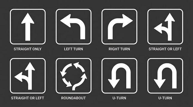 Traffic direction arrows road signs