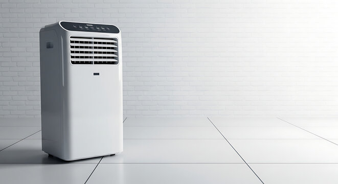 Modern Portable Air Conditioner Unit in Minimalist Room