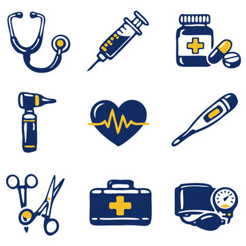 set of medical equipment hand draw vector icon, icon, vector, set, illustration, tool, icons, symbol, medical, design, pencil, cartoon, sign, equipment, construction, art, syringe, saw, tool