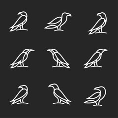 Fototapeta premium Minimalist Bird Line Art Logo Collection with Geometric Designs