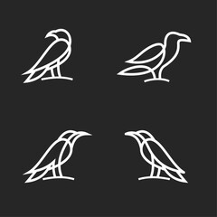 Fototapeta premium Minimalist Line Art Bird Logos Set - Stylized Eagle Falcon Icons