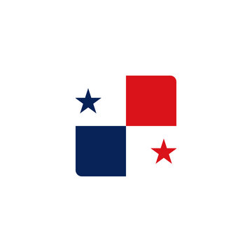 Panama flag icon square rounded sticker on transparent background