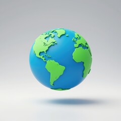 Fototapeta premium Floating Globe with Continents and Oceans Against Neutral Background