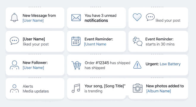 Set of UI Notification Icons and Alert Messages for Mobile App Design