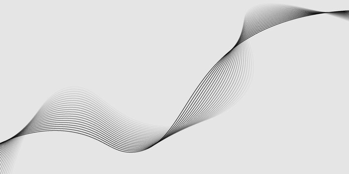 Elegant abstract design featuring monochrome wavy fine lines intertwined against a white background. vector