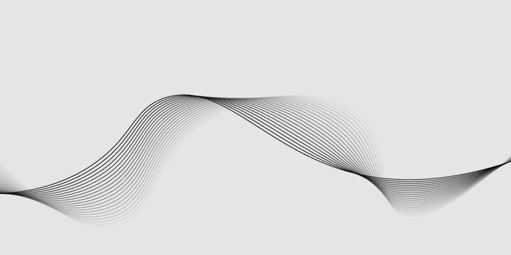 Elegant abstract design featuring monochrome wavy fine lines intertwined against a white background. vector
