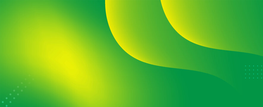 Abstract green and yellow gradient background with modern fluid wavy shapes and subtle dot pattern accents for banner design.