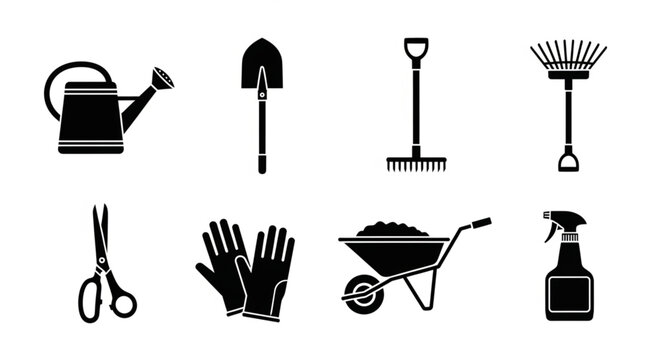 Collection of Garden Tools and Equipment Icons.