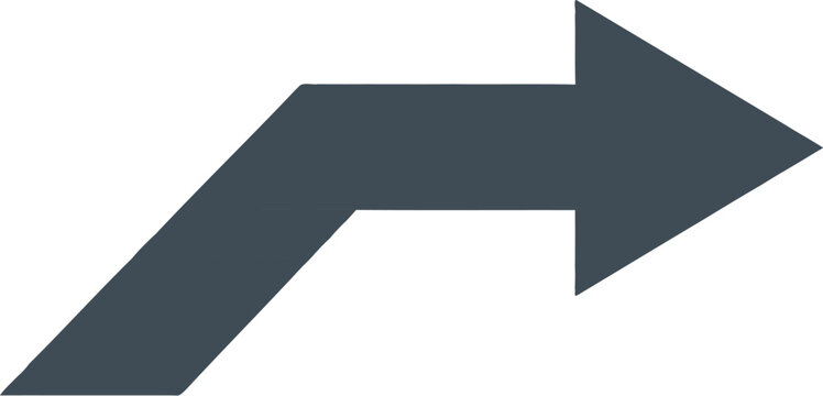 Dark blue arrow pointing right flat vector illustration on white background