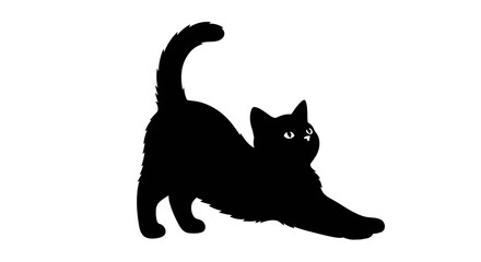 black cat stretching on white background © Mas