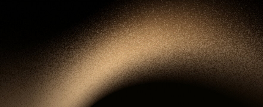 Abstract dark gold and brown gradient background with grainy noise texture, glowing wavy shapes, and retro bronze shimmer for banner or poster design.
