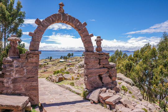 Puno, Peru - 29 Nov 2025: Panoramic views of Lake Titicaca from Isla Taquile, Taquile Island, Peru