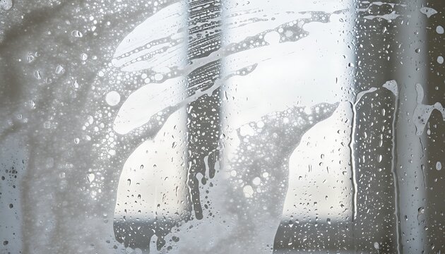 Foggy Window Glass with Soapy Steam Abstract