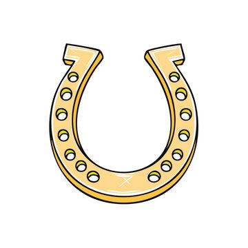 Golden Horseshoe Symbol for Good Luck and Equestrian Sports