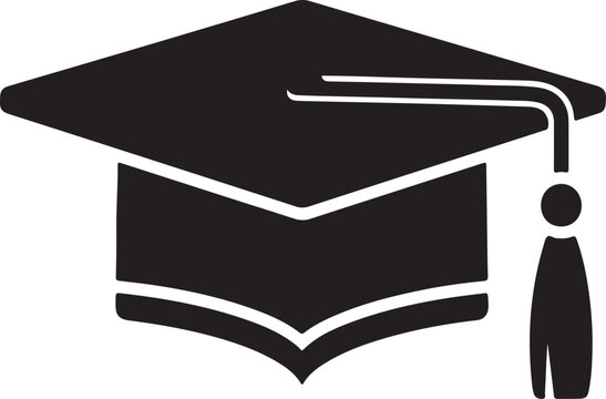 Black silhouette of graduation cap with tassel white background back to school summa cum laude academic dress