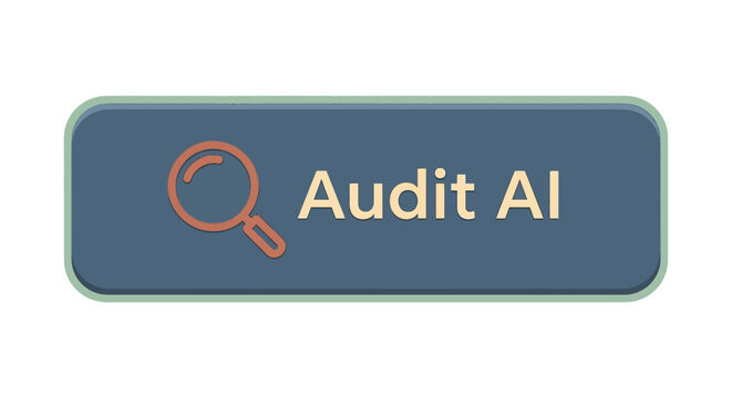 Audit AI magnifying glass logo.