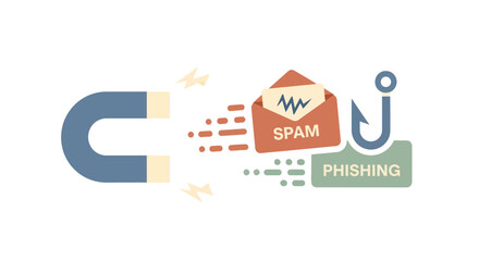 Spam Phishing Email Magnet Icon. © Faisal