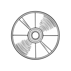 Fototapeta premium Hand-drawn black and white illustration of a spinning compact disc with radial lines representing motion and sound waves