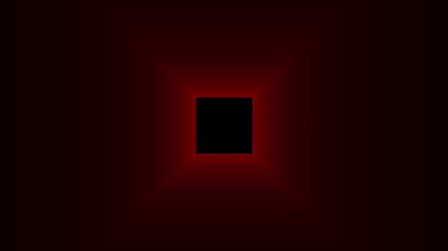 Minimalist digital art piece with pulsating red light emanating from dark central geometric square on black background.