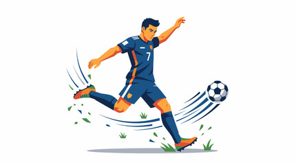 Fototapeta premium Man Kicking Soccer Ball in Motion.
