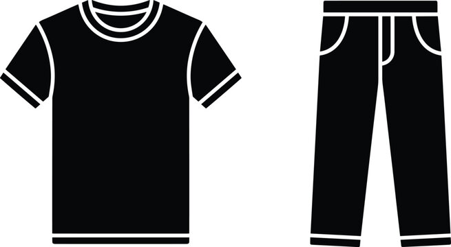 Casual T Shirt and Pants Clothing Icon Vector Set for Fashion Apparel and Outfit Design