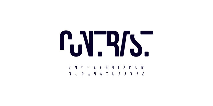 Futurism style alphabet. Bold segment line font, minimalist type for modern futuristic logo, elegant monogram, digital device and hud graphic. Minimal style letters, vector typography design