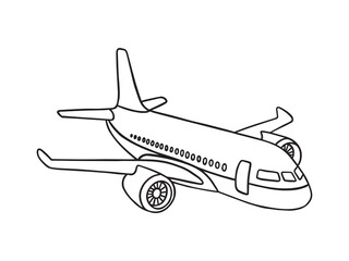 Line drawing of a passenger plane shape © danu