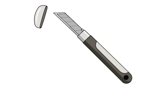 Professional Retractable Utility Knife with Cap Isolated on White Background Illustration