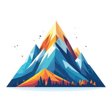 Mountain Peaks in Vibrant Colors Illustration.