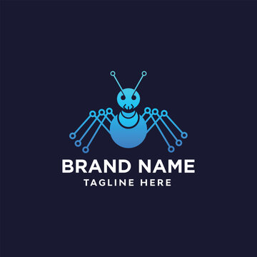 Futuristic Ant Robot Logo Vector Design