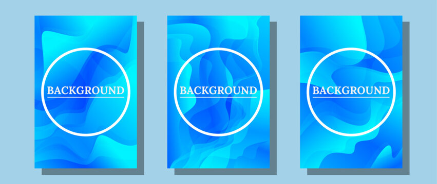 Abstract Blue Gradient Vertical Background Set with Fluid Wave Shapes