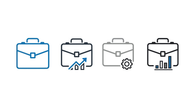 Business briefcase icon set