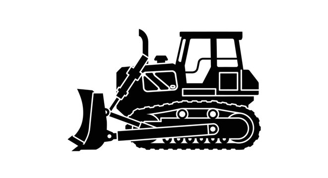 Black silhouette icon of a crawler bulldozer construction vehicle.