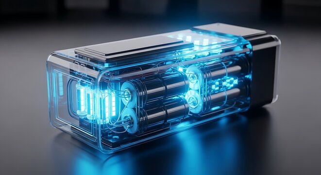 Glowing blue electronic device technology.