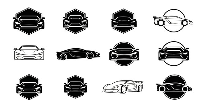 Collection of Sports Car Logos and Silhouettes.