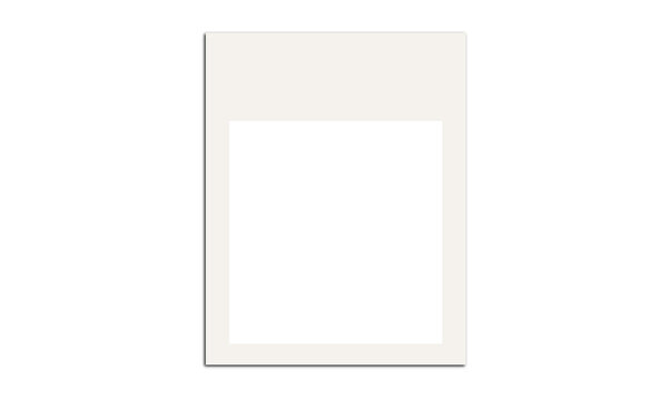 Single large white instant photo frame template centered on transparent checkered background.