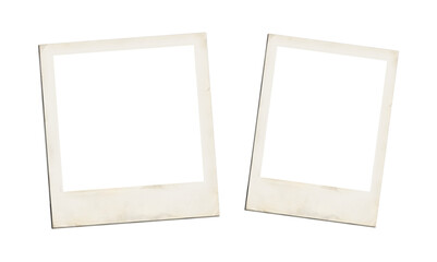 Two vintage blank photo frames polaroid style isolated on transparent background mockup. © riazul