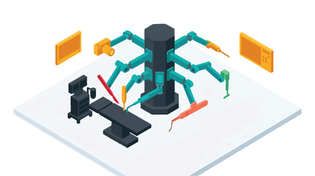 Ai Surgical Robot Operating on Grey Medical Table
