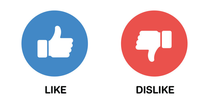 Thumb up and thumb down icons representing like and dislike symbols for social media feedback.