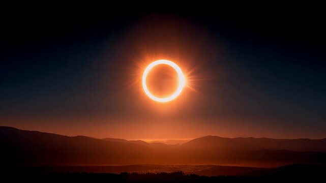 Eclipse, fantasy, mysterious, supernatural. A vivid depiction of a celestial scene during a total solar eclipse. The sun is the central focus, radiating a bright.