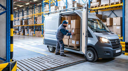Naklejka premium Efficient Warehouse Delivery and Logistics: Worker Safety and Seamless Supply Chain Management Operations