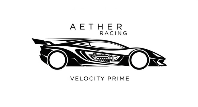 Sleek Futuristic Sports Car Silhouette with Racing Decals.
