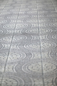 Intricate patterned floor with circular designs