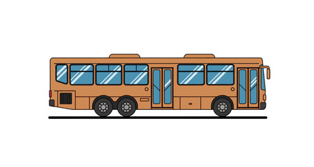 Yellow city bus side view flat vector illustration on transparent background © Md