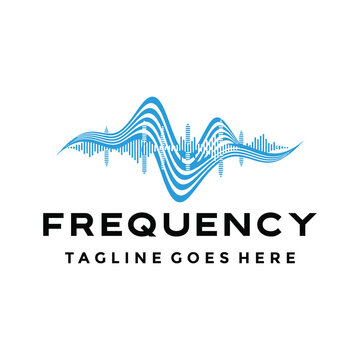 Modern abstract sound wave graphic for audio music production technology media broadcasting digital frequency Logo Design