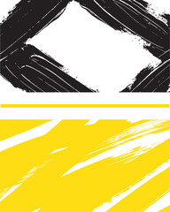 Naklejka premium Abstract vector background with black and yellow brush strokes and grunge paint texture for sports and racing graphics