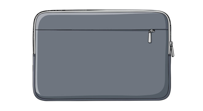 Professional Gray Laptop Sleeve Case with Zipper and Front Pocket Illustration