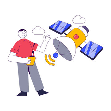 A flat design illustration of satellite dish