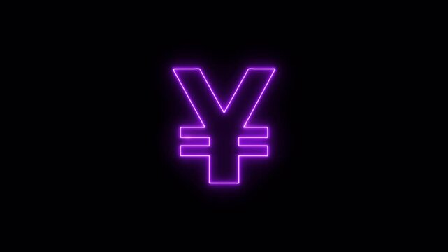 Glowing neon Japan yen sign Icon animation, financial symbol, digital currency icon. Neon glowing animation. Business and finance conceptual neon light pound icon 4k stock video.	