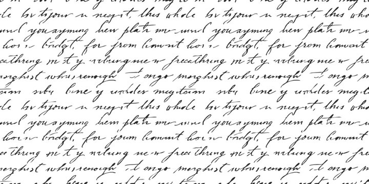 Seamless pattern with black handwritten cursive text on a white background